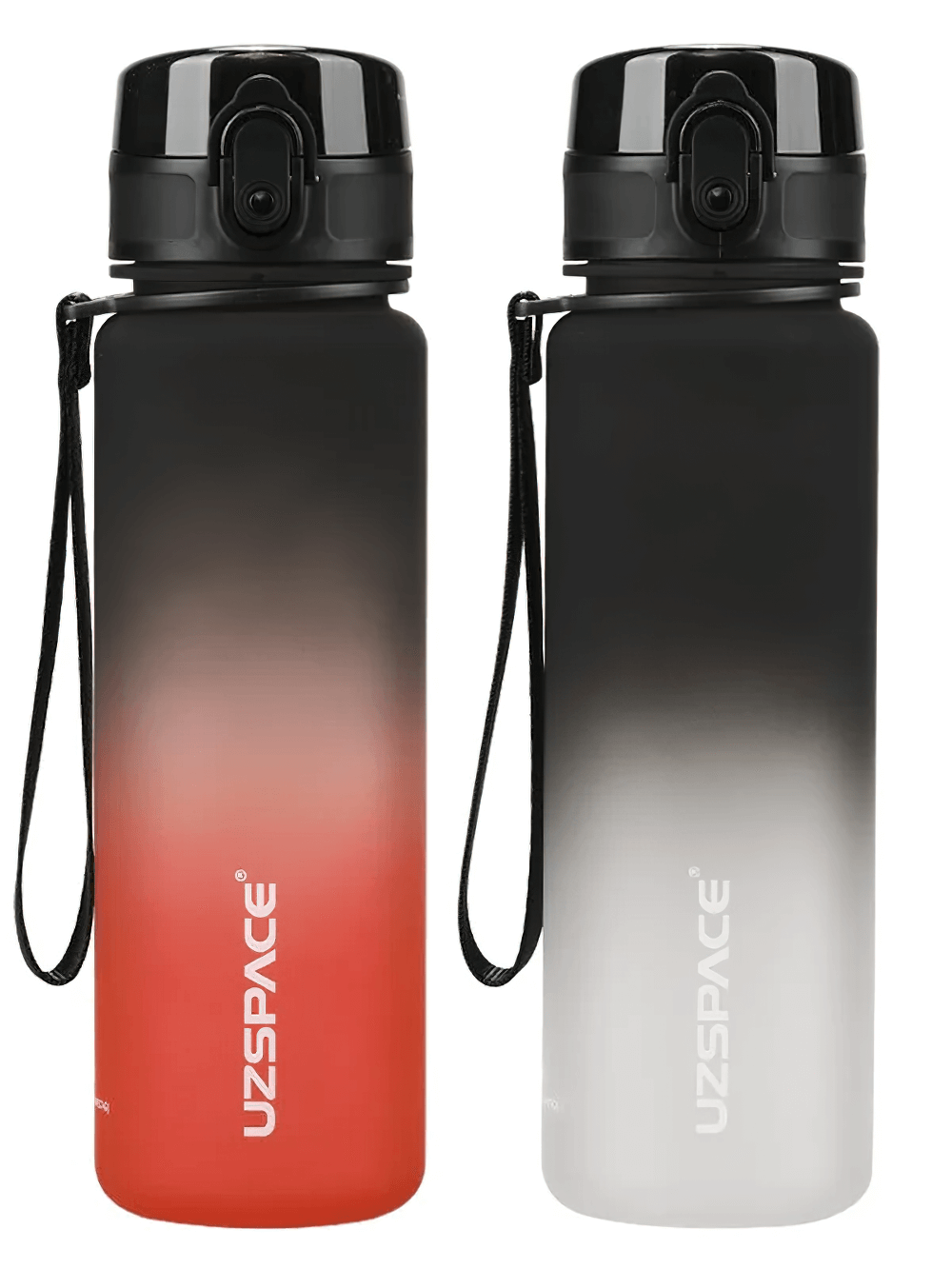 Tritan Sports Water Bottle SF3074 in red and black with timeline feature, frosted leakproof design, and bounce lid for outdoor fitness.
